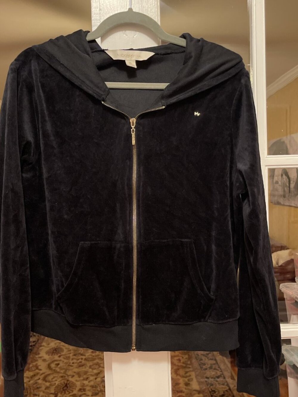 Nicki Minaj Hooded Jacket Sz XL ( Fits Better L ) Black Velour Full Zip